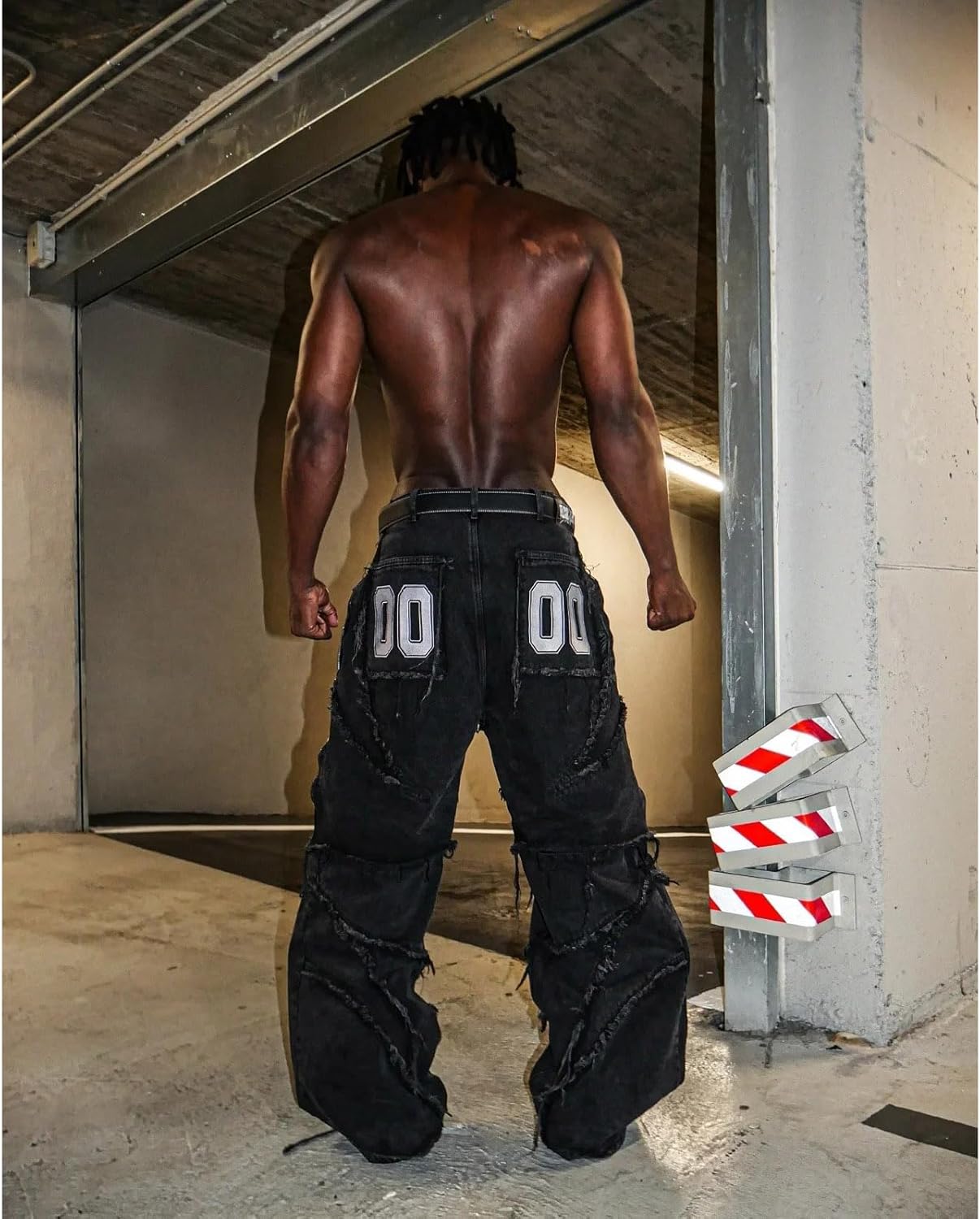 Men's Hip Hop Splicing Wide Leg Y2K Jeans Women's Gothic Zipper Splicing Straight Tube Loose Embroidered Edge Pants