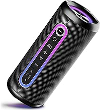 Bluetooth Speaker with Light, 15 W Music Box, Bluetooth 5.4, Bass Boost Box with IPX7 Water Protection, 30 Second Battery, Wireless Stereo Pairing, Outdoor Speaker for Travel, Sports, Party