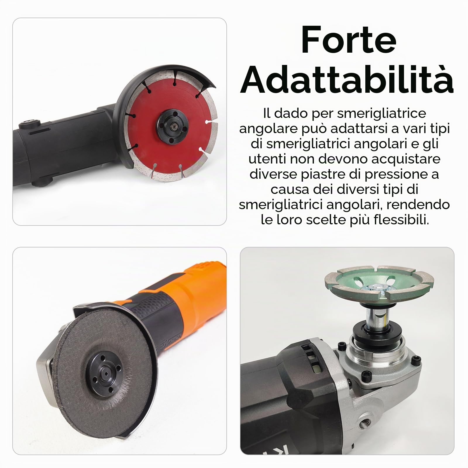 7 Pezzi Dadi Flangiati per Smerigliatrice Angolare, Chiave per Smerigliatrice Angolare 140mm con Flangia M14, Flangia Interna per Rimpiazzo