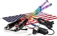 Vista 17 de True Mods - 2 luces led de látigo en espiral, RGB, control remoto inalámbrico RF, bandera, impermeable, antena para RZR Can-Am Polaris, SxS, 4x4