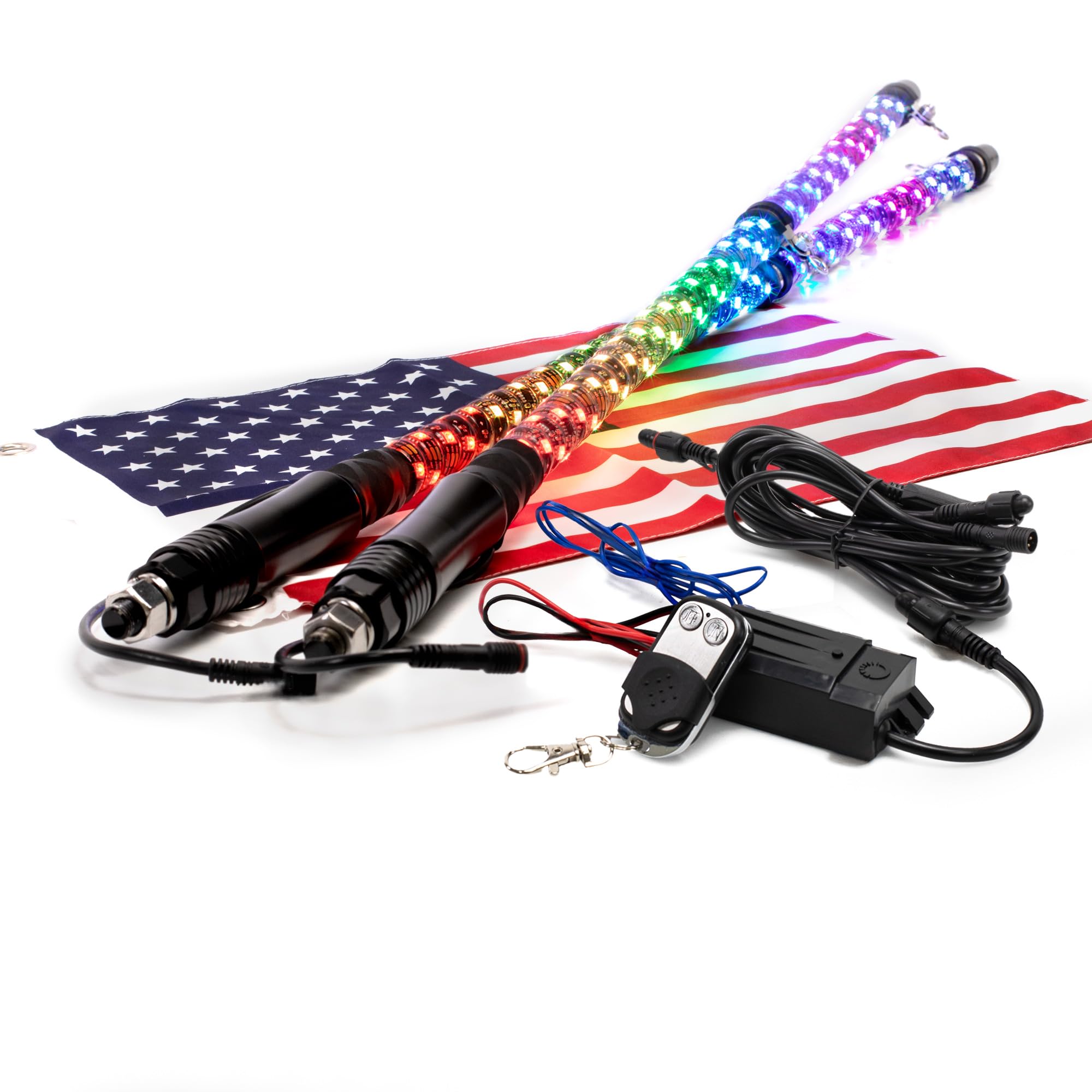 True MODS 2pc 3ft Spiral RGB LED Whip Light for UTV ATV Bluetooth App Pole