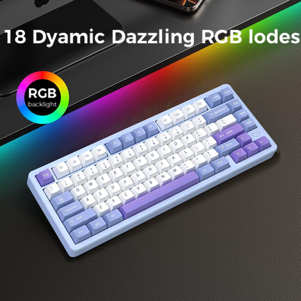 MK INKY75 Mechanical Keyboard with Full Aluminum Wireless Mechanical Gaming Keyboard, 75% Layout Mechanical Keyboard BT/2.4G/USB-C,Hot Swappable, Creamy Sounding, RGB/PP/4000mAh(Blue)