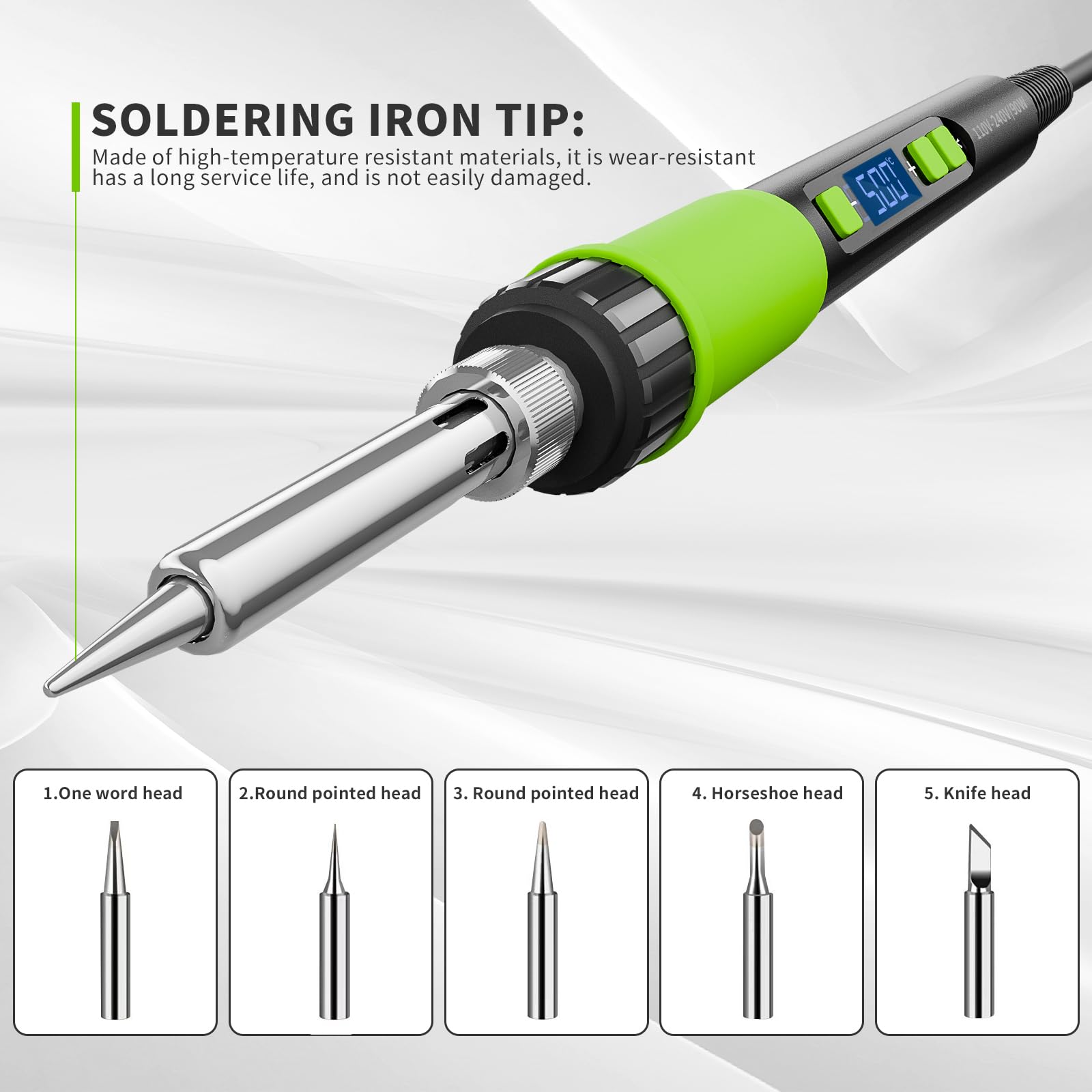 Fer à Souder Etain de Précision, Température Réglable 180~500℃, Fonction Veille Automatique, Fer a Souder Set avec 5 pointes, fil à souder, Support de fer, pompe à dessouder