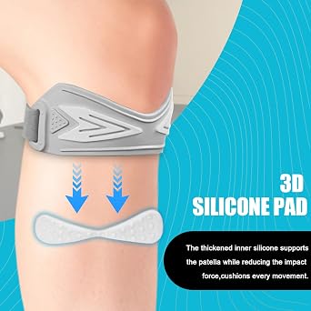 NuCamper Patellar Tendon Support Strap, Non-Slip Silicone Patella Band Knee Brace for Men Women, Patella Knee Strap Support for Jumpers Knee, Pain Relief, Running, Basketball - Gray