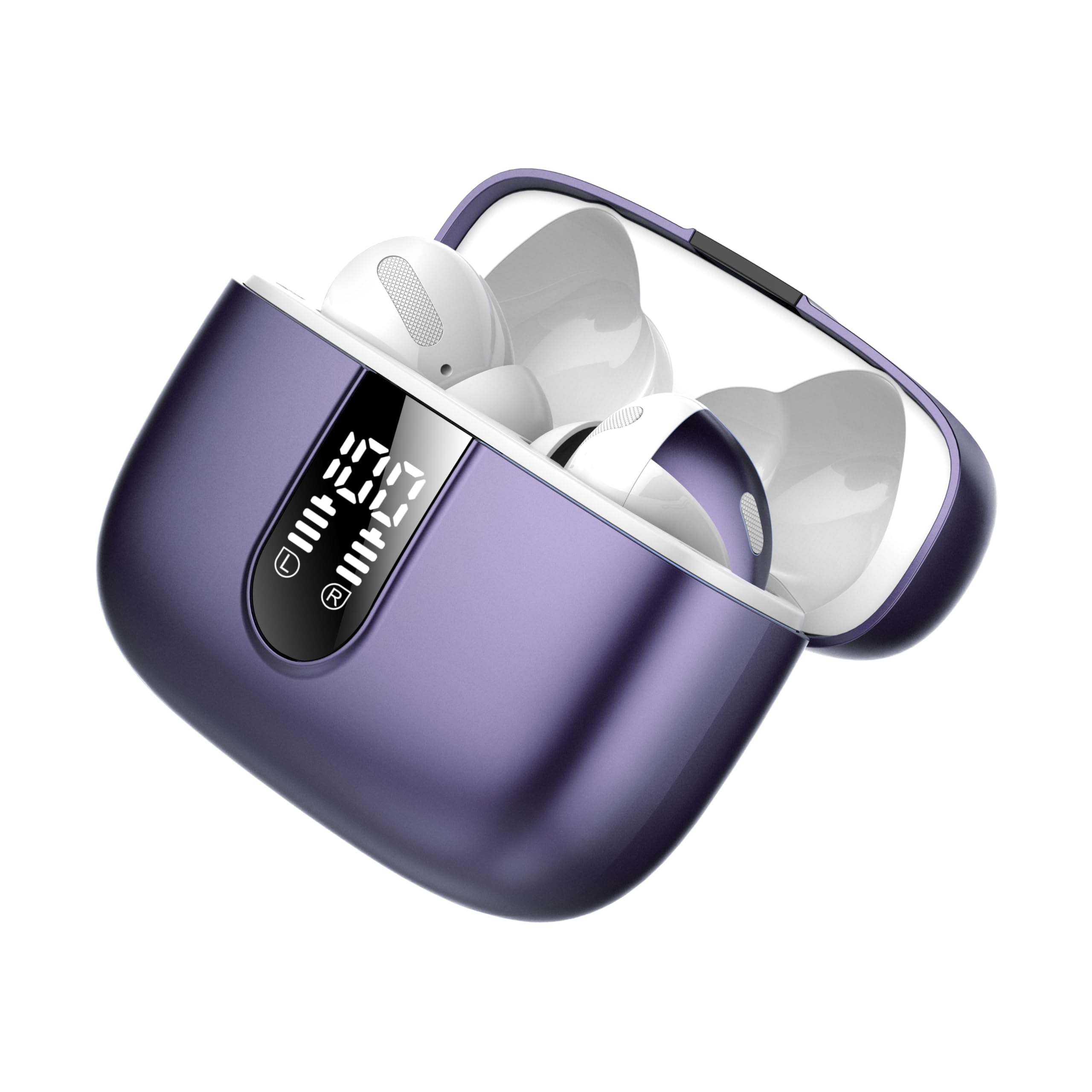 Ear Buds Wireless Earbuds, 50Hrs Playtime Bluetooth Earphones, Bluetooth Headphones 5.3, In Ear with 4 ENC Call Noise Cancelling Mics, Bass Boost 85%, Mini Earbuds IPX7 Waterproof, USB-C(Dark Purple)