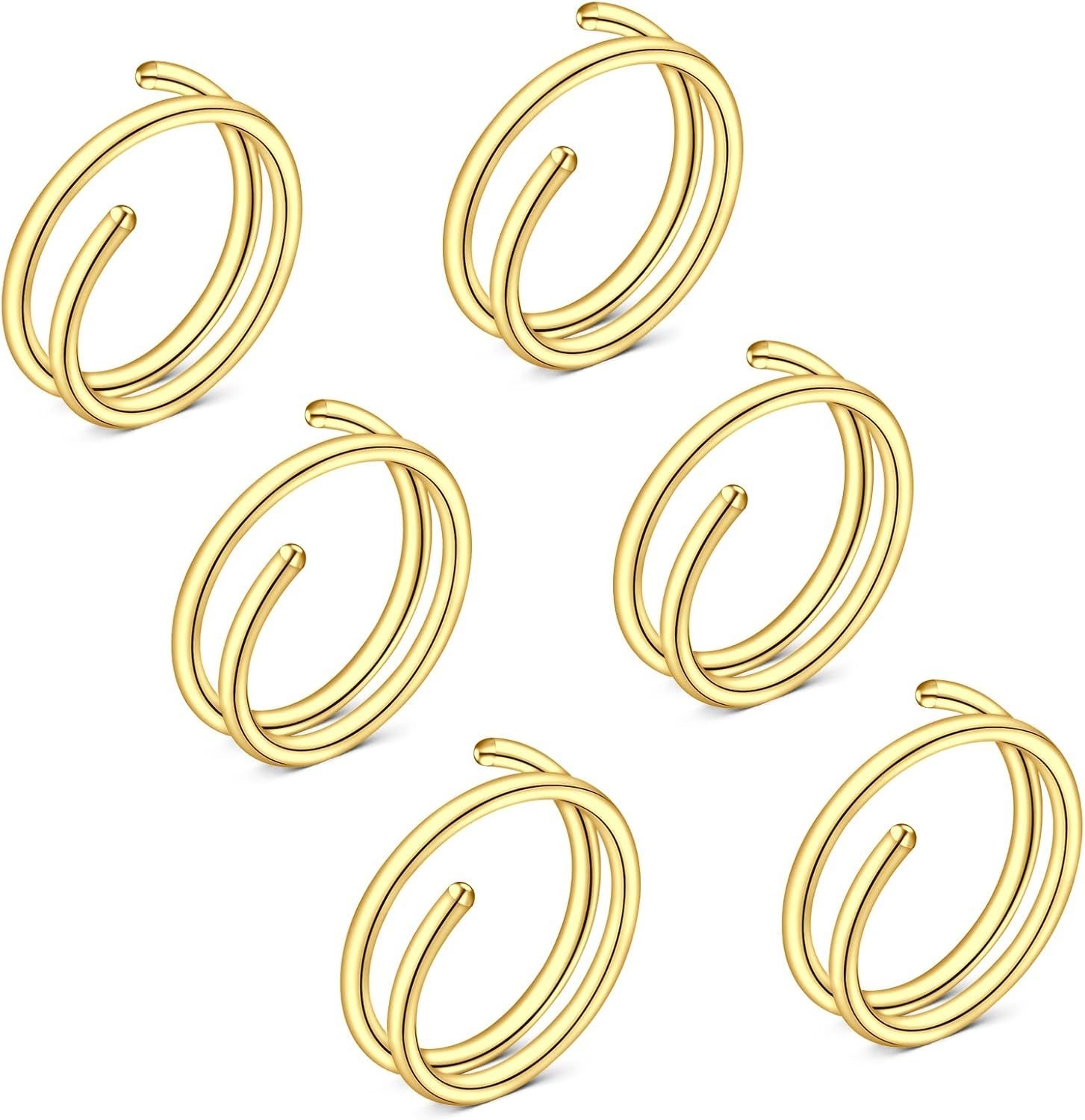 FECTAS ダブルノーズリング シングルピアス用 20ゲージ サージカルスチール ブラック シルバー ゴールド 鼻孔ピアス フープ