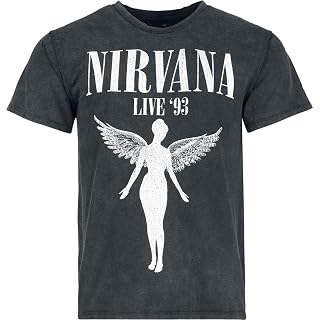 Nirvana in Utero ’93 Homme T-Shirt Manches Courtes Noir 100% Coton Regular/Coupe Standard - Les Beatles, Paul McCartney, John Lennon, RIngo Starr, George Harrison