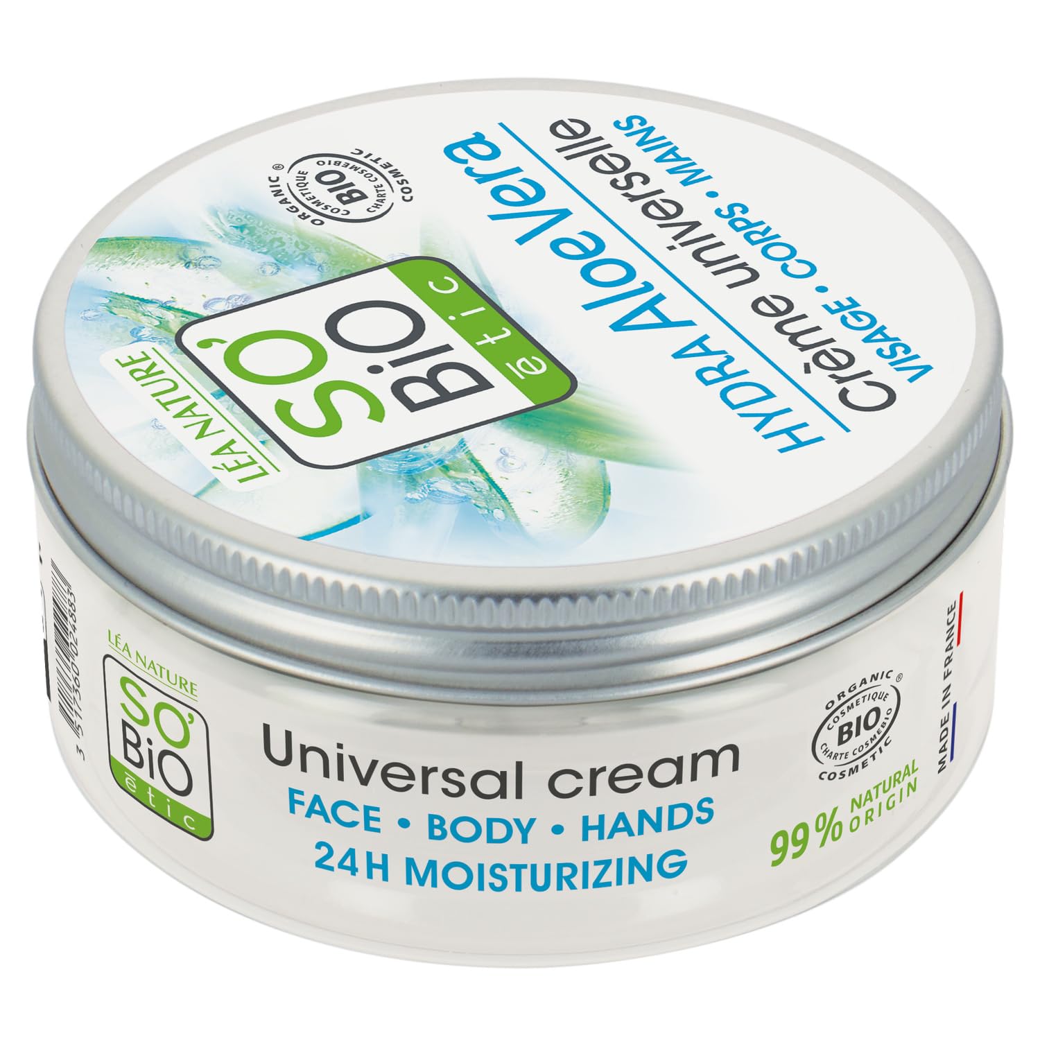 Hydratation longue durée pour tout le corps avec la Crème Universelle Aloe Vera Bio SO'BIO ETIC, format 150mL - Lot de 2