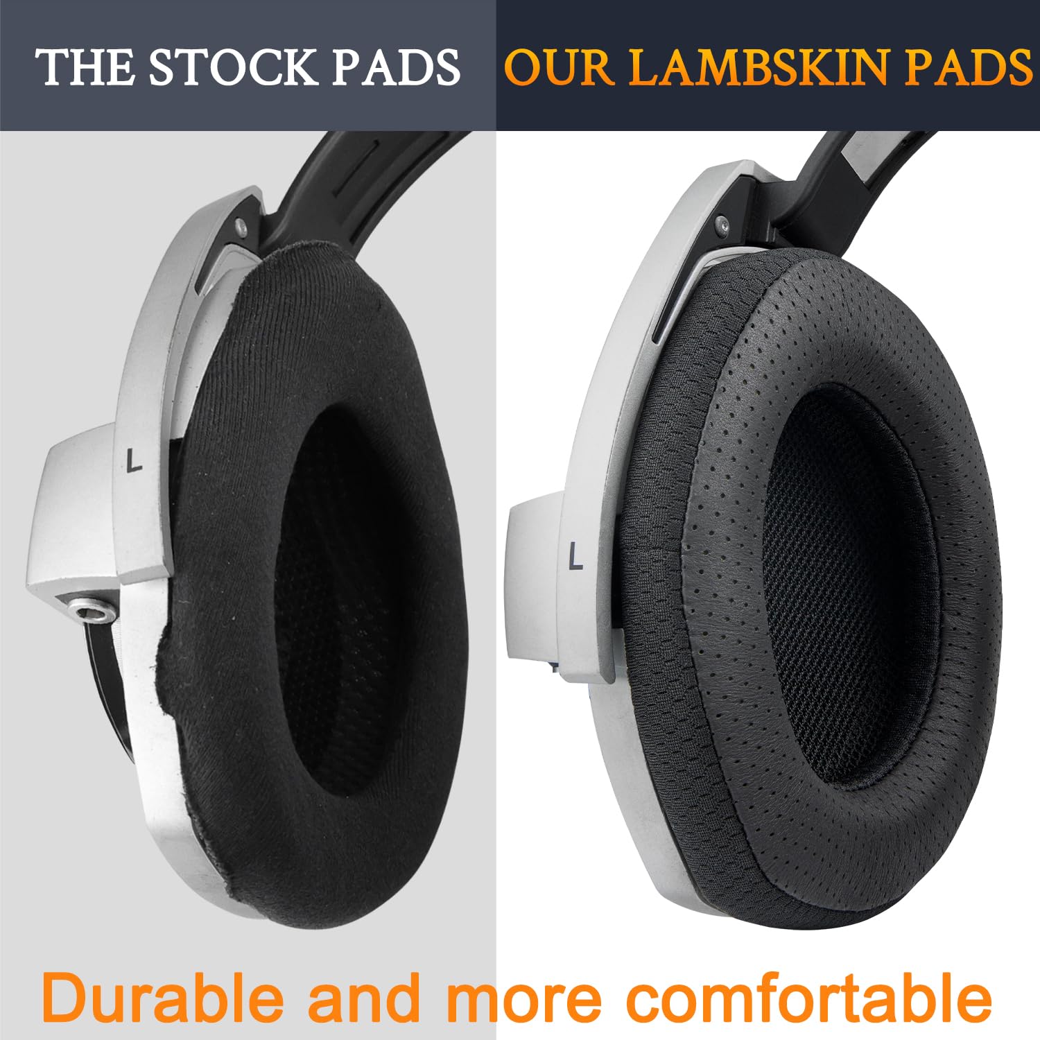 SOULWIT Piel de Cordero Almohadillas de Repuesto para Sennheiser HD800/HD800S HD 800 Auriculares. Cojines Cascos con Tela de Malla Duradera, Espuma de Memoria de Aislamiento de Ruido - Negro