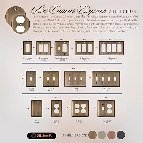 Miniatura 3 de SleekLighting  Placas de pared decorativas clásicas de latón antiguo  Enchufe eléctrico y cubiertas de interruptor  Estilo decoración de 1 banda