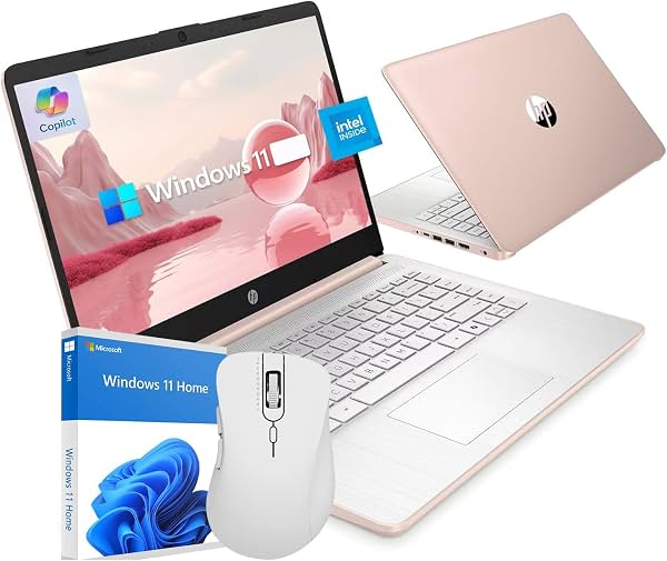 Laptop HP Ultrabook 14 para Negocios, Estudio y Hogar 2026, MS Office para la Web + Windows 11 Home, CPU Intel Quad-Core, 128GB SSD, WiFi 6, Dorado Rosa