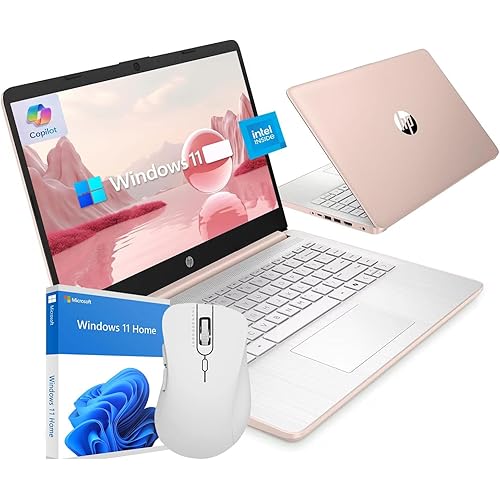 HP Ultrabook 14 Laptop Computer Business Study & Home 2025, MS Office for The Web + Windows 11 Home, Quad-Core Intel CPU, 1.1TB Storage (1TB OneDrive and 128GB SSD), WiFi 6, Rose Gold