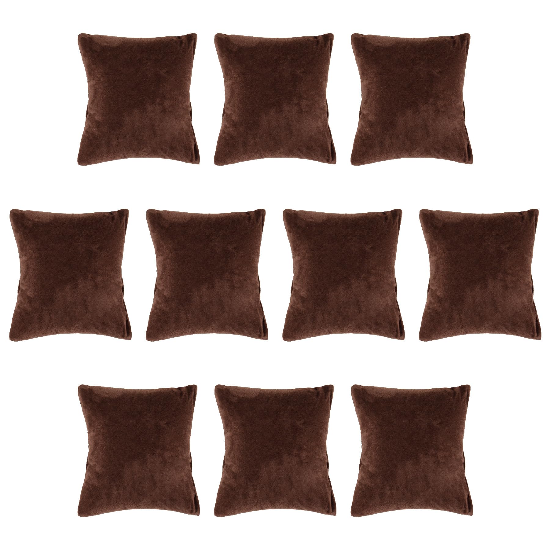 AUEAR, Paquete de 10 almohadas de terciopelo marrón para reloj, pequeñas exhibiciones de joyería, almohada, pulsera, brazalete, co