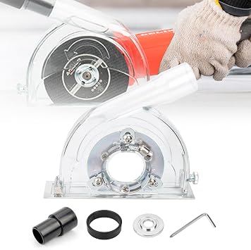 4-1/2" to 5" Angle Grinder Dust Shroud, Clear Dust Extraction Cutting Guard for 3"/4"/5" Saw Blades, Hand Grinding Cutting Wheels Cover for Home, Engineering