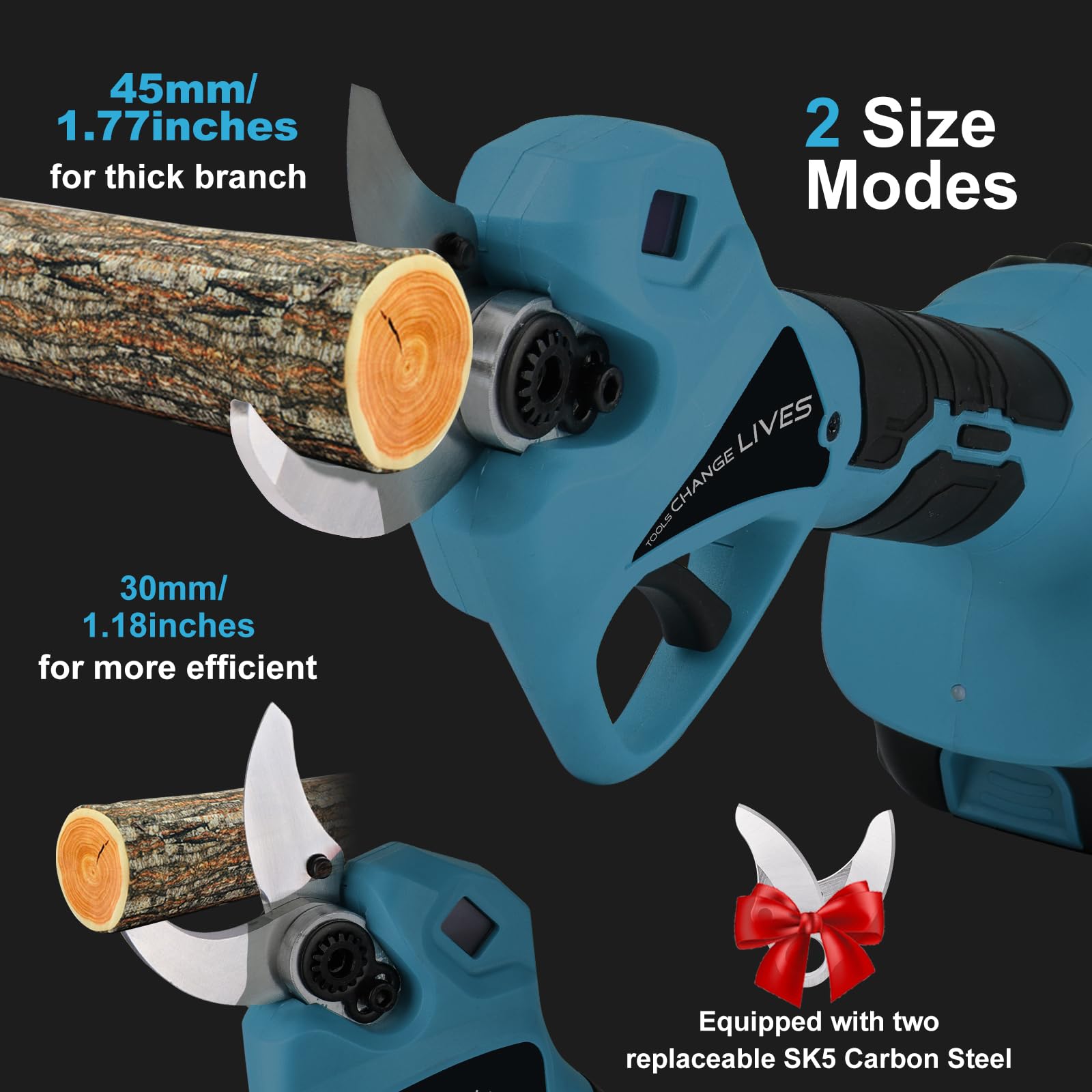 Forbici Potatura a Batteria con Asta Telescopica 2,4m: 45mm Forbice Potatura a Batteria con Motore Brushless, 2 Batterie da 2000mAh 21V, Cesoie a Batteria per Potatura per Ulivi, Vigneti, Giardino