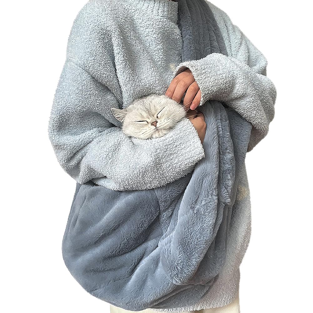 Puppy Sling Carrier Plush Warm Small Dog Cat Sling Bags Fit Under 5kg Soft Comfy Hand-Free Pet Carry Bag Cat Pouch Tote Bag Wide Shoulder Strap Portable Suitable for Travel Outdoor Walking Winter