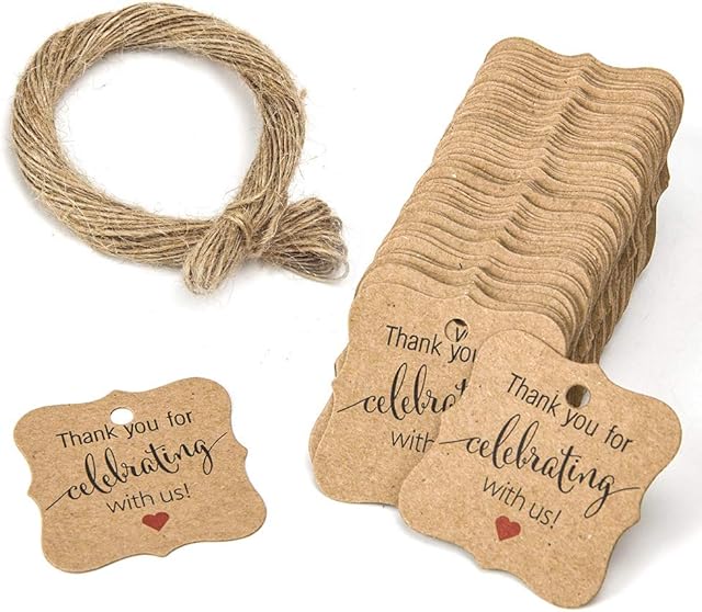 Gift Tag 100pcs Paperboard Hanging Luggage Handmade String Packing Party Celebrating Jewelry Wedding Decoration Wrap tmas Rustic Thank You