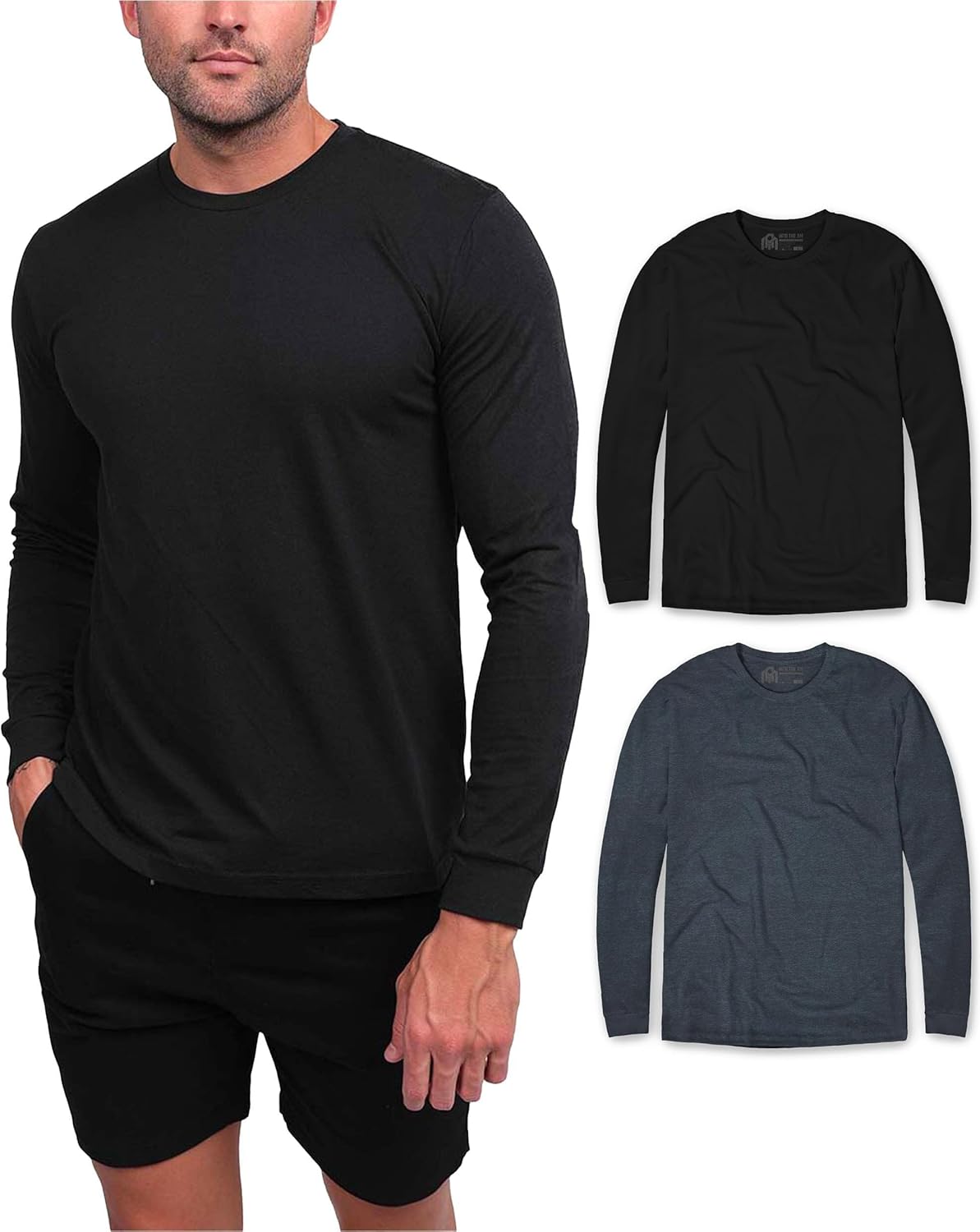 INTO THE AM Long Sleeve Tee Shirts for Men S-3XL - Soft Cotton Men's Longsleeve Casual Work T-Shirts