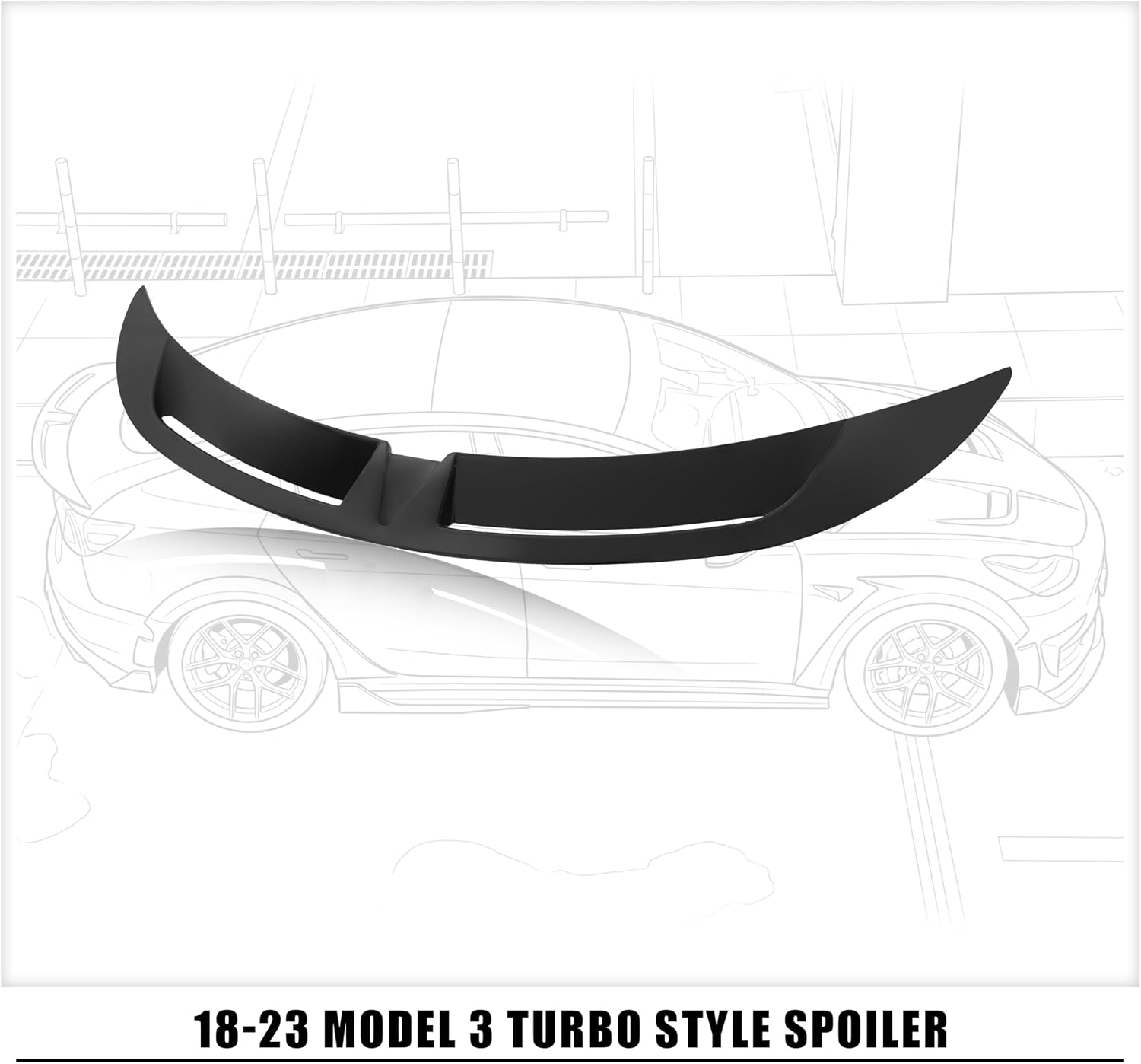 Rear Spoiler Wing Compatible with 2017-2026 Tesla Model 3 & Model 3 Highland,Tubro Style ABS Material Rear Trunk Lip Spoiler Tail Wing (Matte Black)