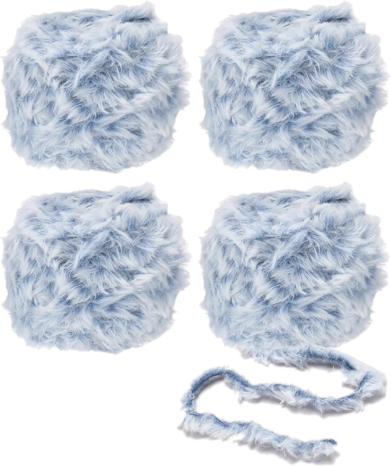 PATIKIL 35yds Faux Fur Yarn, 4 Skeins Super Soft Chunky Polyester Plush Fur Eyelash for Crocheting Knit Blanket Rug Sweater Scarf Hat Bear Craft, Beige White