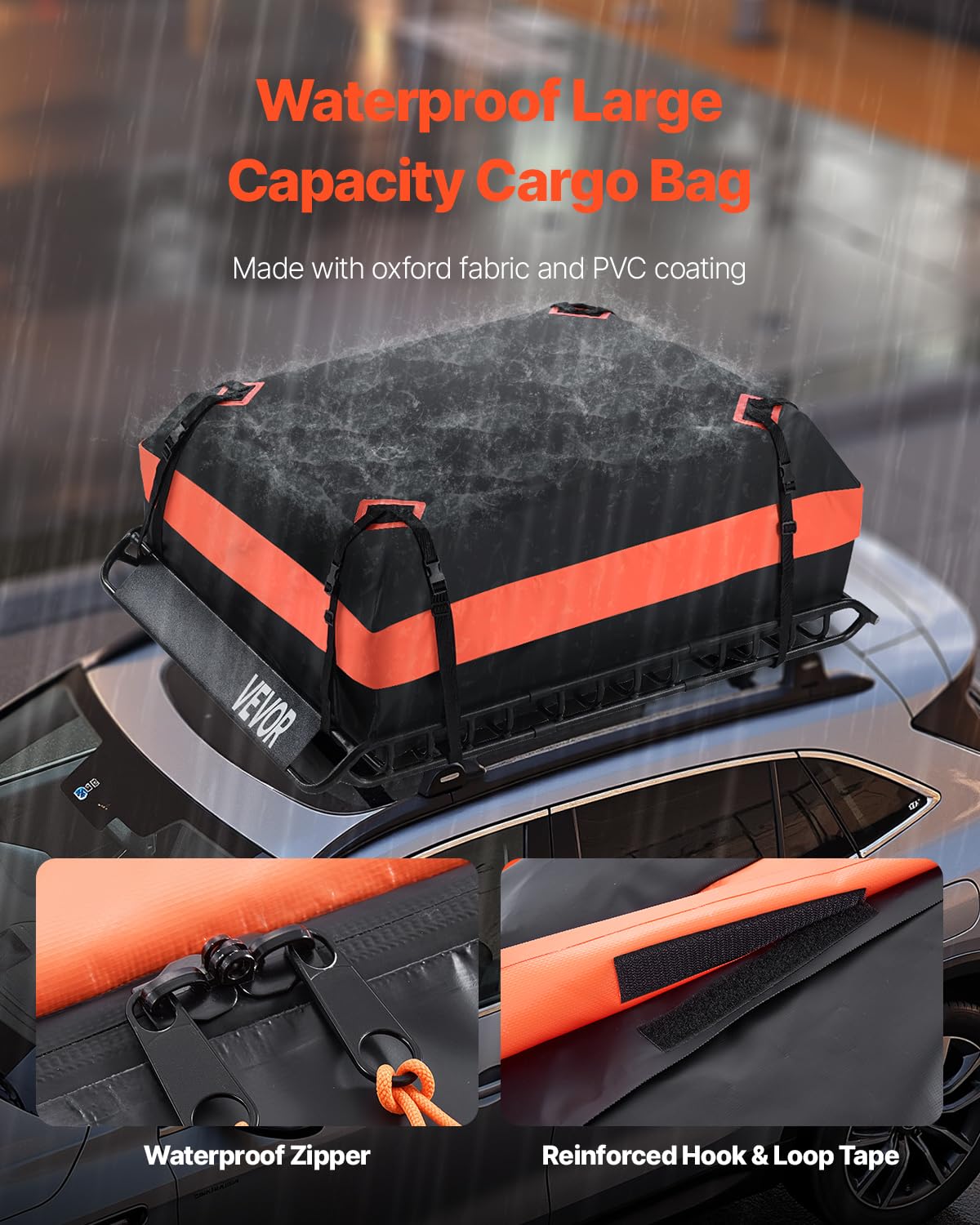 VEVOR Cesta para Portaequipajes de Techo 130x91x10,5 cm Portaequipajes Universal para Techo con Bolsa de Carga 112x87x26 cm Carga Máxima de 90,7 kg Soporte de Equipajes para SUV, Camión, Coche