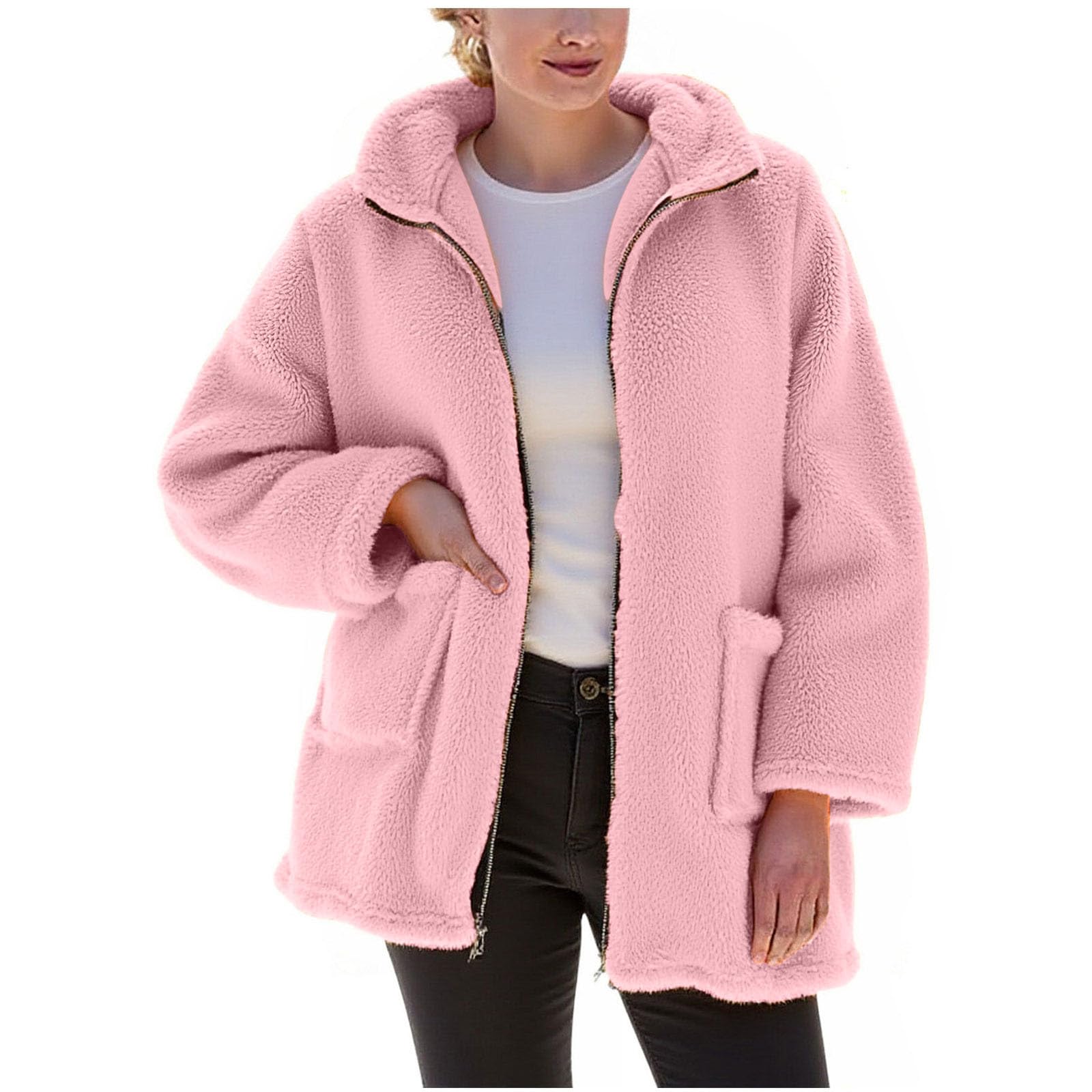 Long Sleeve Coat for Women Fall Winter Thermal Thick Fuzzy Cardigan Basic Jacket Coats Women 2025 Trendy