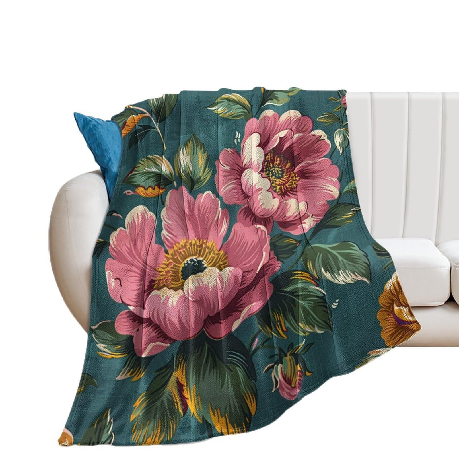 Couverture polaire en flanelle fleurie pour vos soirées cocooning sur le canapé