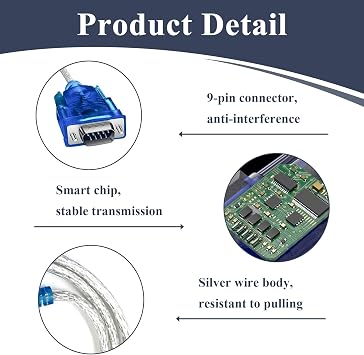 USB to Serial Adapter, USB to RS232 Adapter, DB9 Male Serial Cable, 9 Pin Port Converter for PC, Mac, Linux, Windows 11/10/8/7, RS232 Devices Barcode Scanners Modems GPS, Plug and Play, 0.8M