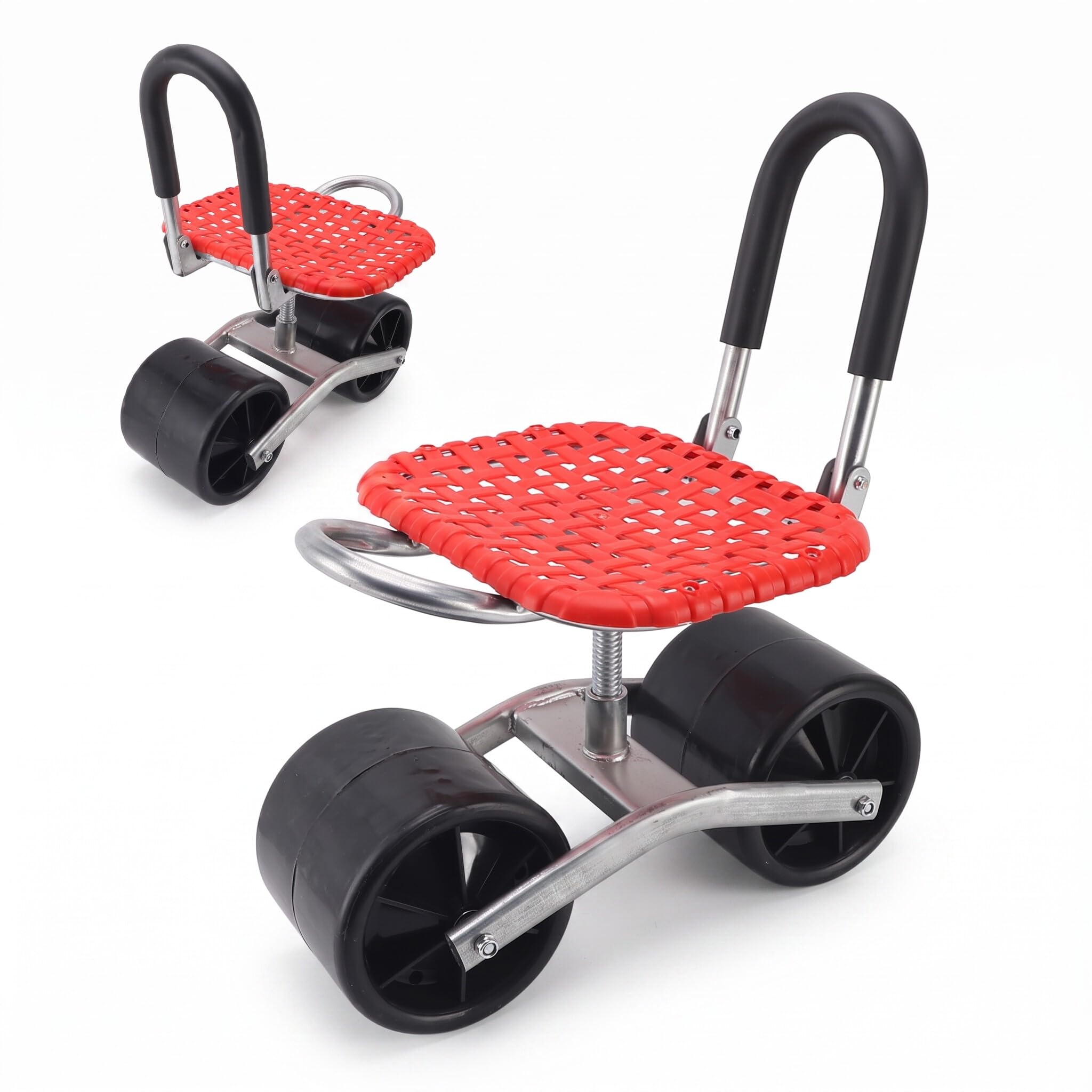 Bewinner Sedile da Giardino con Ruote Girevoli, Sgabello da Lavoro Regolabile Multifunzionale per Giardinaggio Esterno e Lavori Manuali Robusto