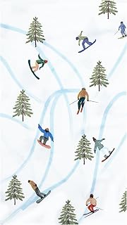 100Pcs Winter Ski Guest Napkins Christmas Trees Skiing Paper Dinner Napkin Xmas Skier Snow Bathroom Hand Towels for Winter Sport Baby Shower Holiday Party Supplies