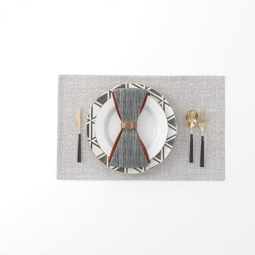 Miniatura 70 de Juego de 4 manteles individuales de lino suave hechos a mano resistentes al calor, manteles individuales para mesa de comedor, manteles individuales