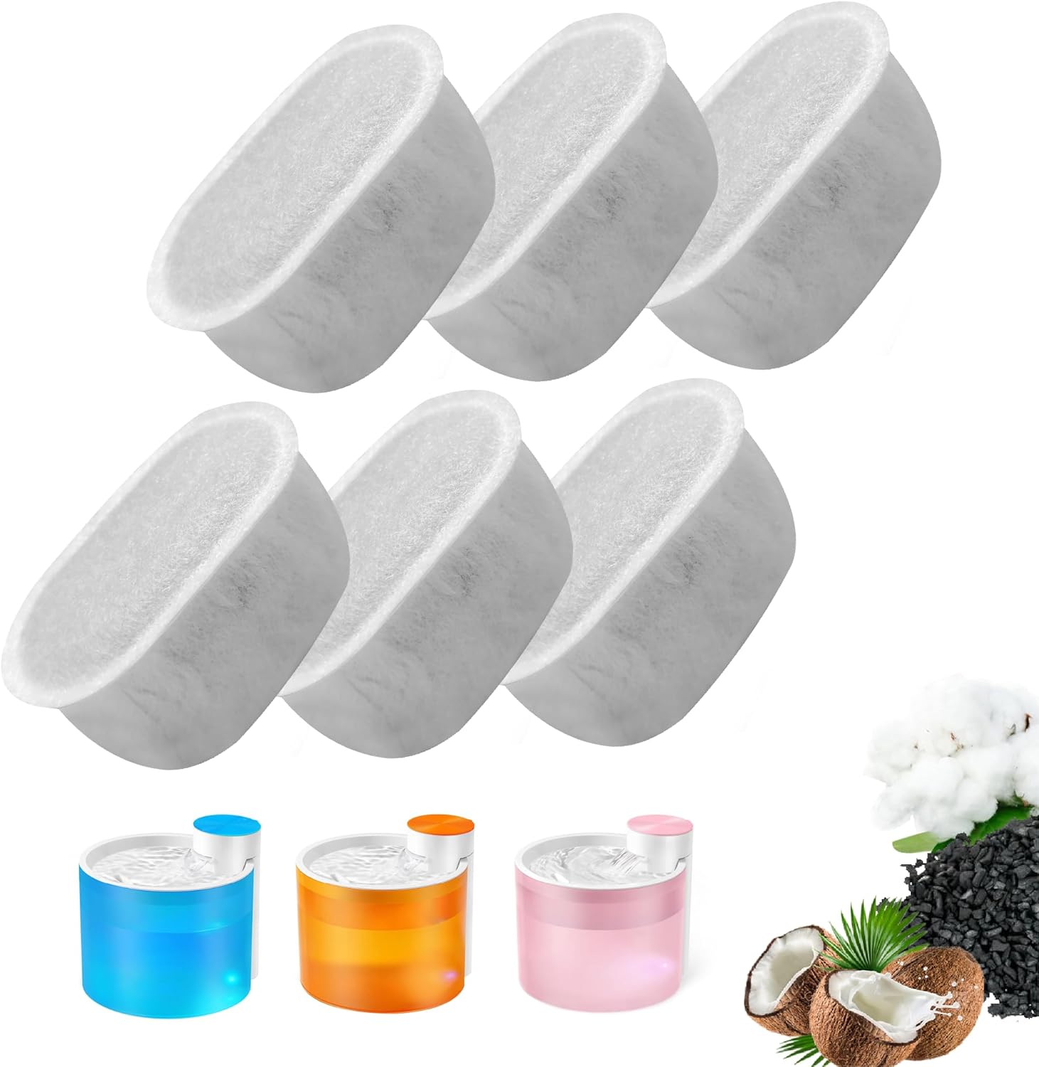 TOGGATH Cat Water Fountain Charcoal Replacement Filters Compatible with W300 W300B