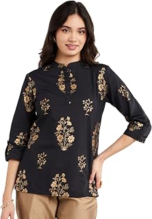 Amazon Brand - Myx Women's Printed Regular Cotton Short Kurti (Available in Plus Sizes) Price In India