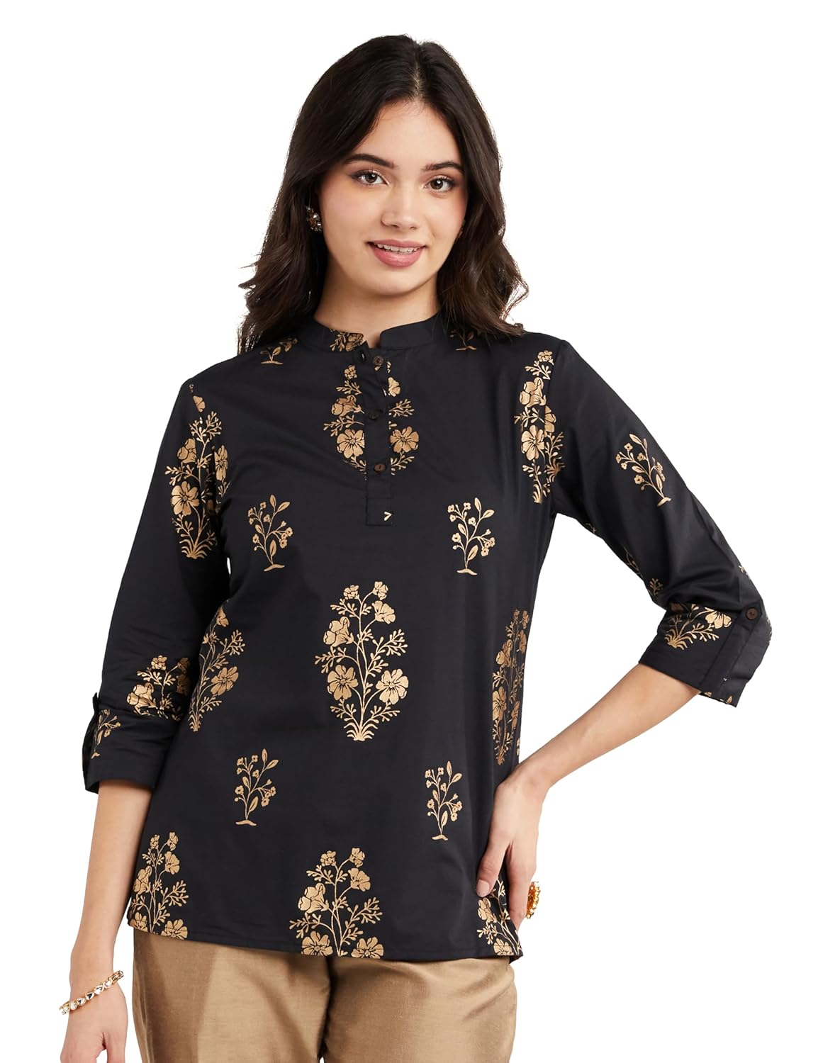 Amazon Brand – Myx Women’s Printed Regular Cotton Short Kurti | Available in Plus Size