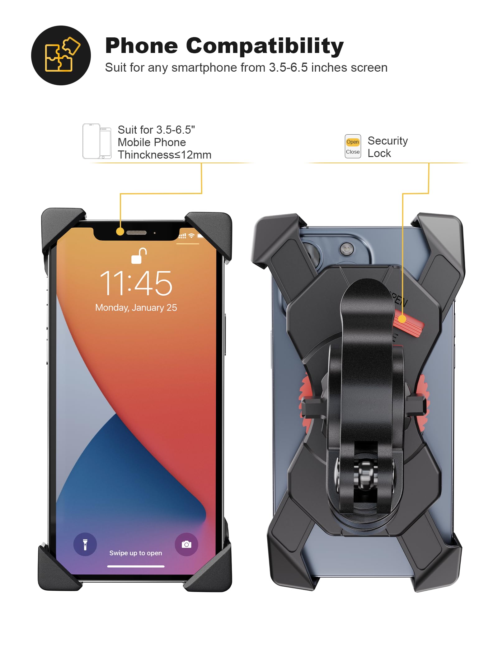 Grefay Fahrrad Handyhalterung Universal Motorrad Handy Halterung für 3,5-6,8 Zoll Smartphone mit 360° Drehbar für Rennrad MTB Scooter für iPhone 17 16 15 14 Pro Max Plus Elektronik & Foto