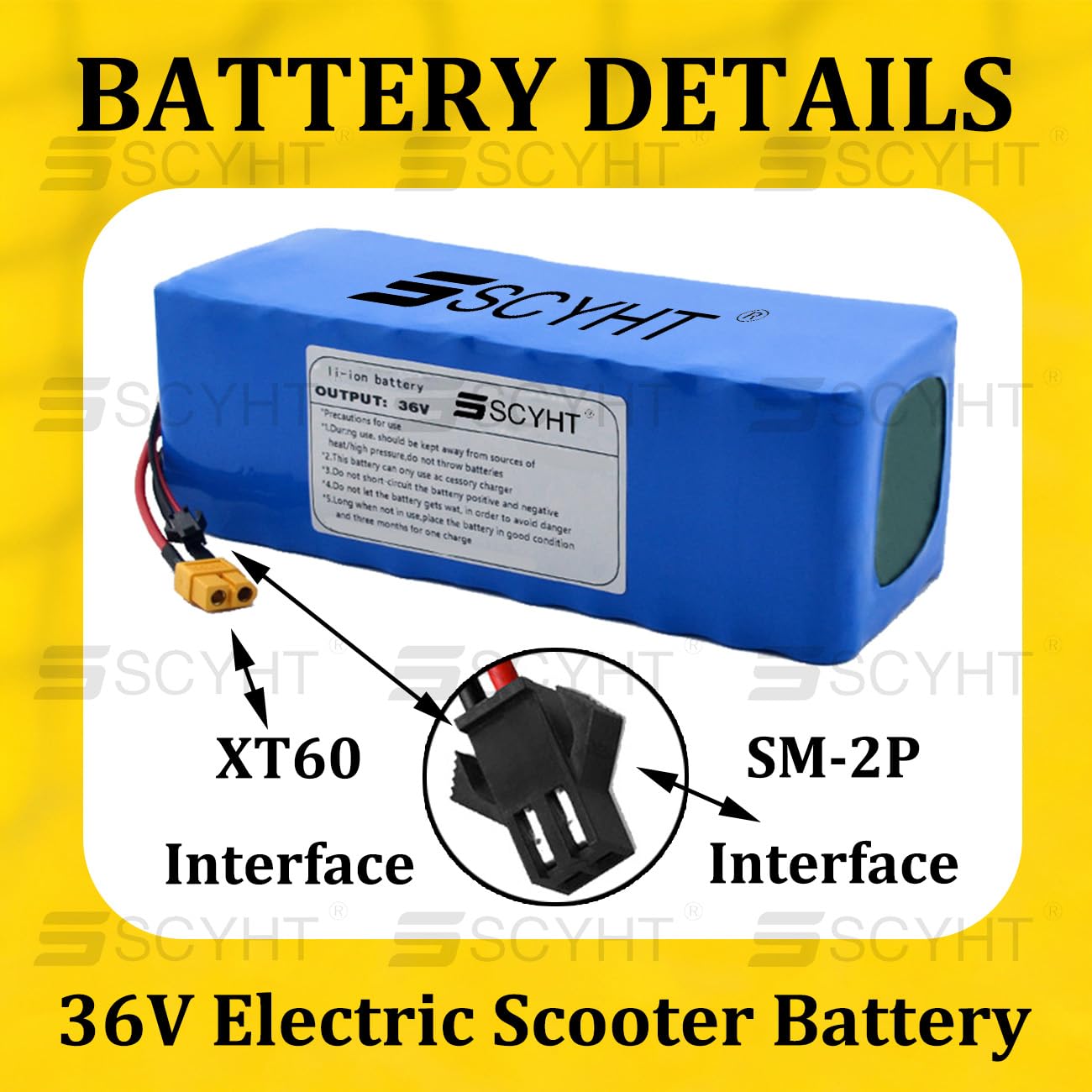 Batterie pour Trottinette électrique 36 V Batterie au Lithium 10 Ah 6 Ah 8 Ah Batteries Skateboard électrique Batteries de Remplacement pour Karting avec BMS,36v6ah SM+xt60