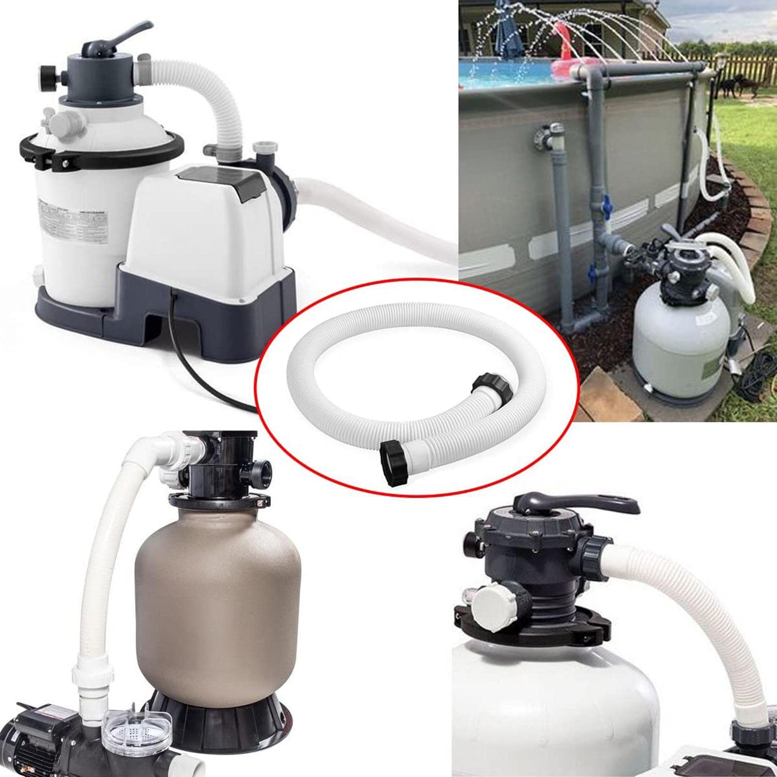 Tuyau De Remplacement Pour Filtre Piscine Diamètre 38 Mm - 1,5 M - Anti-UV Et Résistant à L'eau Salée