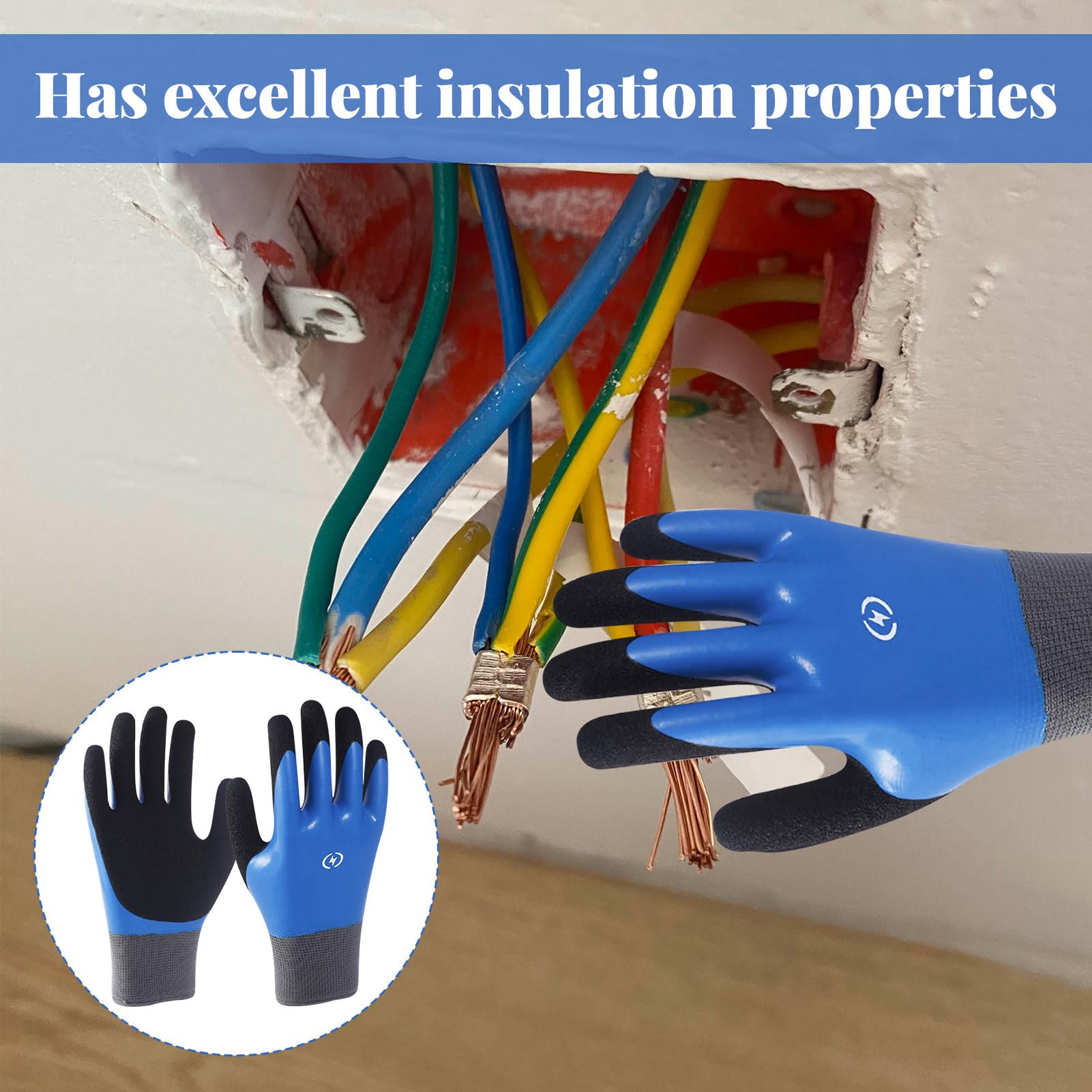 Miiqxx Insulation Work Gloves,1000V Insulating Rubber Gloves,High Voltage Protection,Non-Slip Flame Retardant Electrical Gloves,Safety Gloves for Industrial/Home Use - Image 4