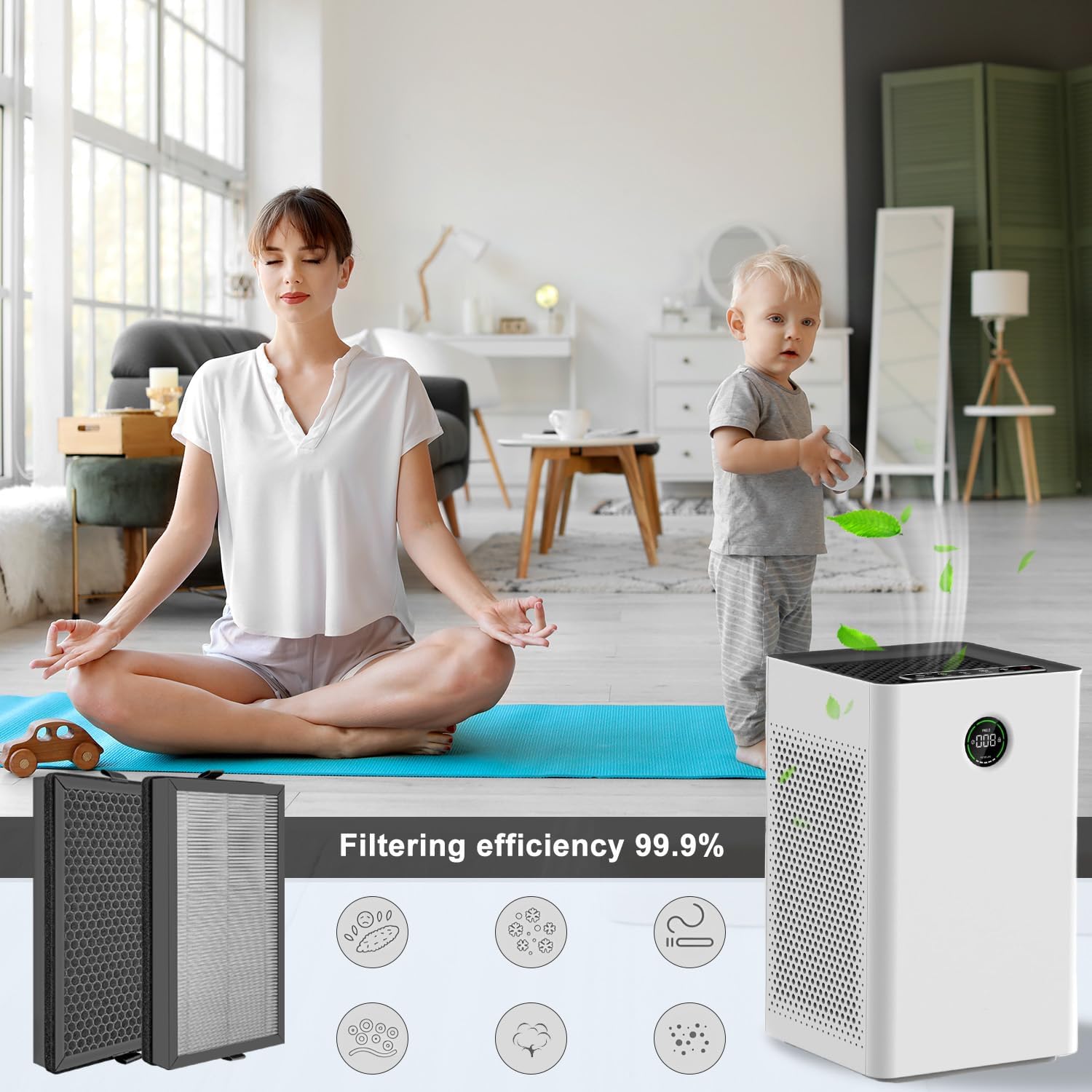 （2Pack) JF260 Filters Compatible with Jafända JF260 and AP1273 Air Purifiers,H13 Filter,Honeycomb High iodine Value Activated Carbon Filters,for smoke,pollen,dust