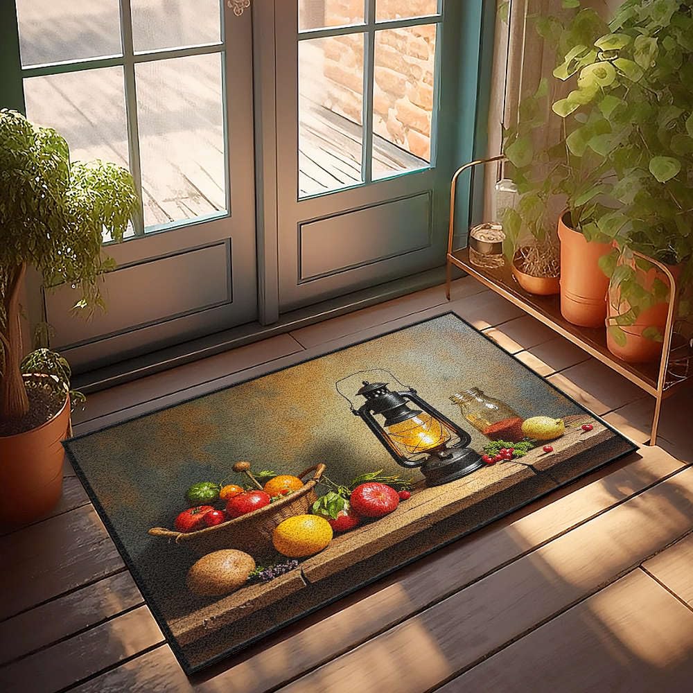Paillasson d'extérieur tapis rétro fruits et légumes 65 x 90 cm