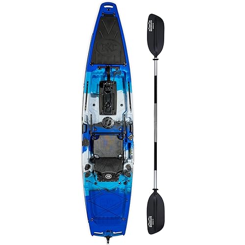 Brooklyn 12.5 Pro Pedal Drive Fishing Kayak by BKC, Sit-on-Top Single Kayak with Rudder System, Dry Storage, Rod Holders & 550 lb Capacity