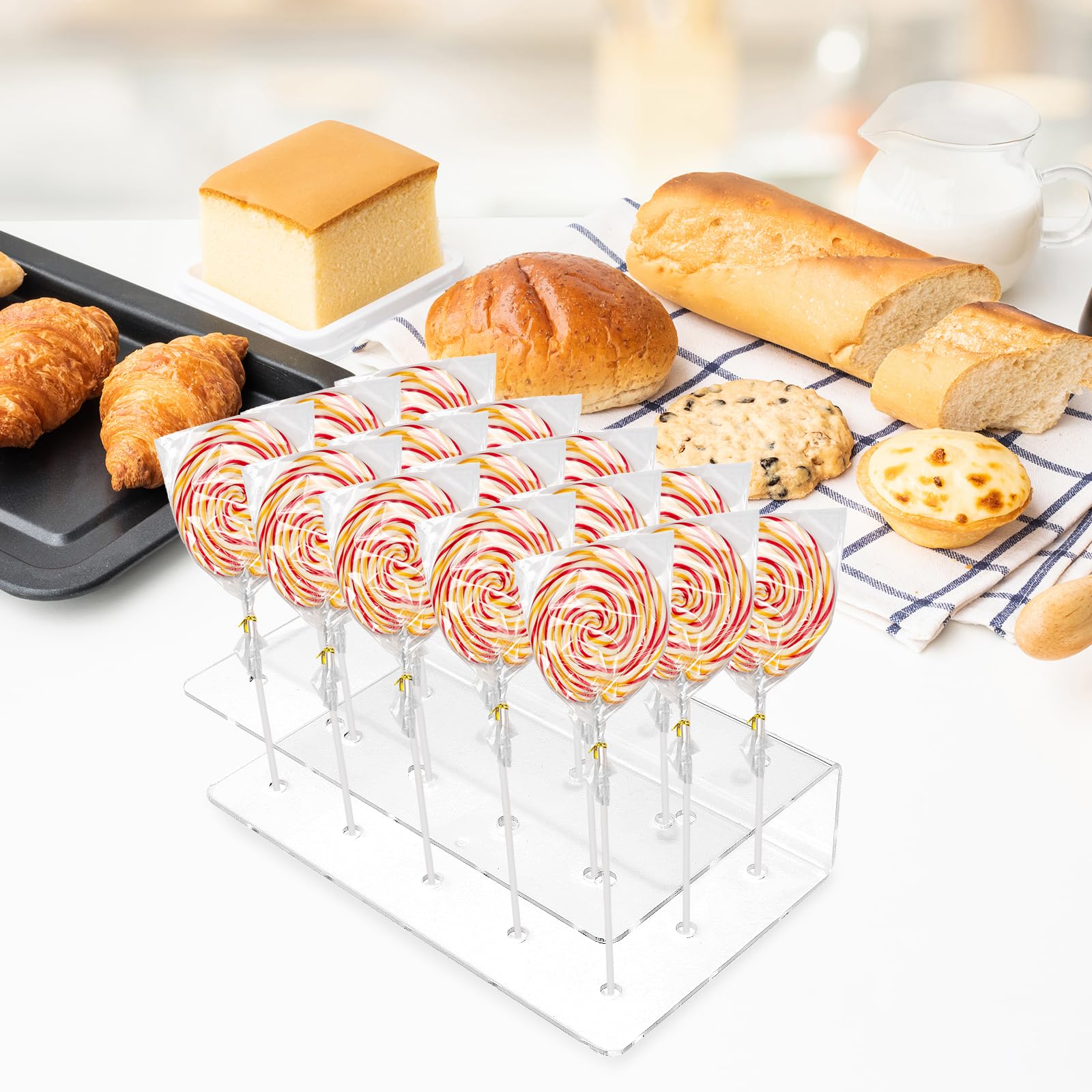 304 Pièces Sucette Moule Cake Pop Maker avec 2 Support Gateau Bonbon En Acrylique à 15 Trous, 2 Moule Bonbon En Silicone, 300 Bâtons à Sucettes/Sacs Transparents/Attaches Dorées Pour Fêtes