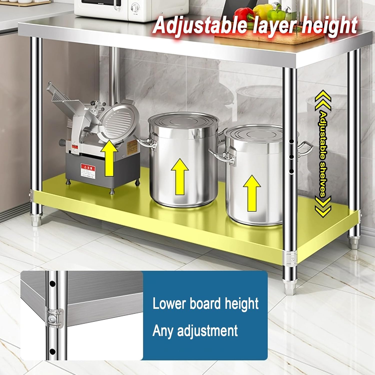 Stainless Steel Table, Top Preperation Countertop Stainless Steel Work Table, Commercial Stainless Steel Prep Table Bench Top, for Commercial and Home(80x40x80cm)