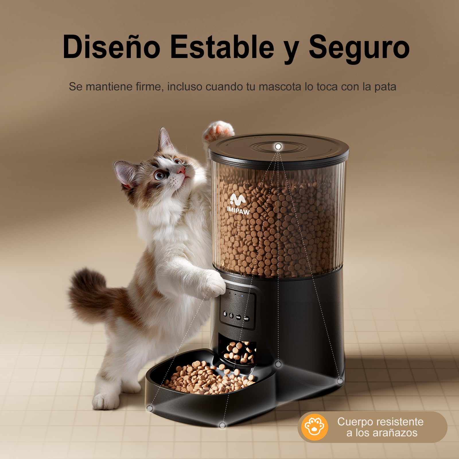 IMIPAW Comedero Gato Automatico, 2.4G | 5G WiFi, 4L Dispensador Comida para Perros, Gatos con Programa Personalizado de Alimentación Automática, Control de App, 1-10 Comidas al Día (Negro, 4L)