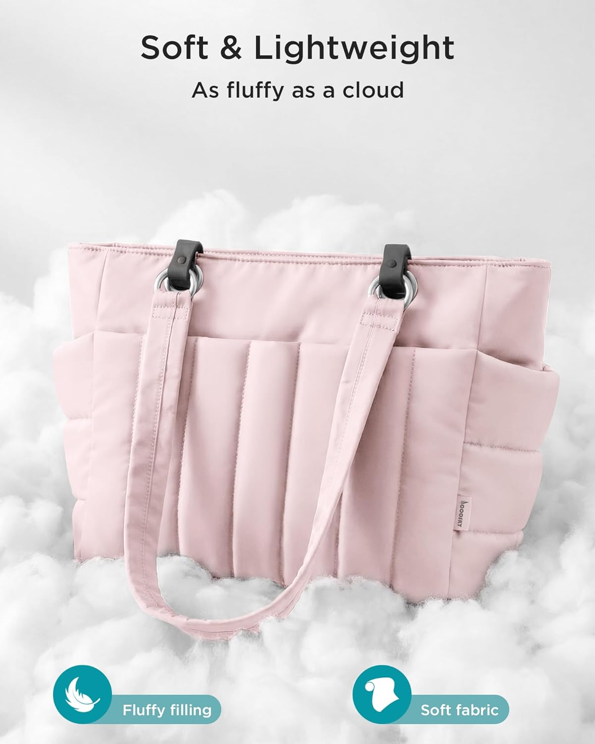 COOSKY Puffer Tote Bag for Women, Quilted Work Handbag with 40 OZ Tumbler Holder, Cute Lightweight Shoulder Everyday Bag
