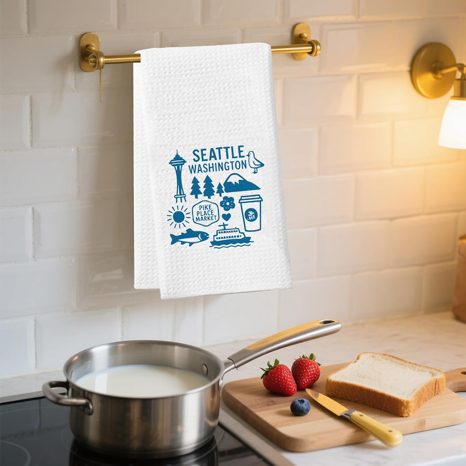 TSOTMO Seattle Washington Kitchen Towel Seattle Welcome Tea Towel Seattle Travel Gift for Tourist Trip Lover (1, Seattle Towel)