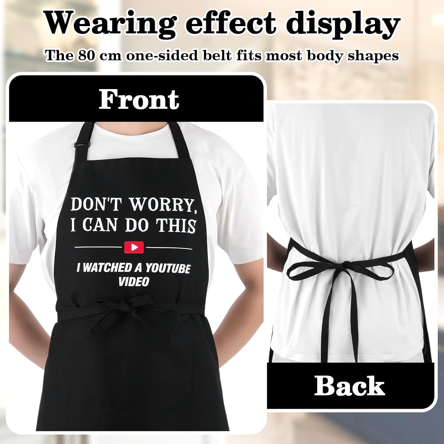 Funny Cooking Aprons for Men, Aprons for Adults with Two Pockets, Adjustable Chef Apron, Funny Gift for Men Women