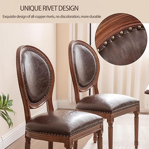 Miniatura 3 de Sillas de comedor de madera para casa de campo, sillas de cocina estilo país francés, silla vintage para sala de estar con respaldo redondo, silla