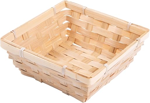 Square Bamboo Bread Tray Food Storage Wicker Christmas Hamper Retail Display Tray Small Basket 10