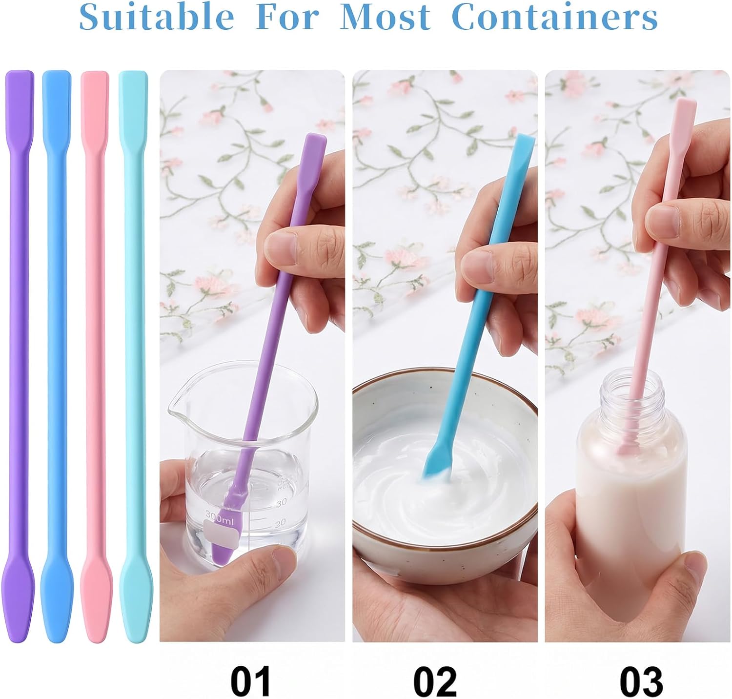 10 Pcs Silicone Stir Sticks, Paint Mixing Sticks for Resin, Arts & Crafts, Reusable Colored Silicone Stir Stick, Non-Slip Grip for Paint, Epoxy, Glitter Tumblers & Facial Mask